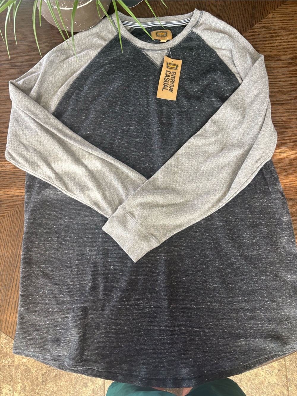 The Foundry Supply Co. Heather Gray Two-Tone Pullover